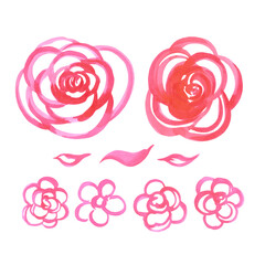Hand drawn watercolor abstract poppy flowers bouquet isolated on white background. Can be used for scrapbook, label and other printed products.
