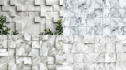 Contemporary marble texture with a sophisticated pattern of seamlessly repeated white squares