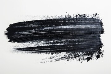 Wet dark lino ink stripe isolated on white paper background