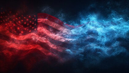 Foggy Flag A Patriotic Tribute to the American Dream Generative AI - obrazy, fototapety, plakaty