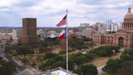 Texas State Capitol Building Flags 4k 60fps