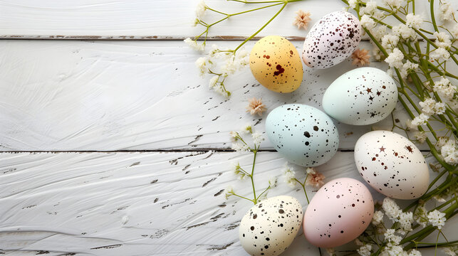 Easter colored eggs on a wooden  background