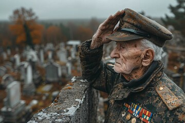 Veteran's Day Tribute A WWII Veteran Salutes the Fallen Generative AI