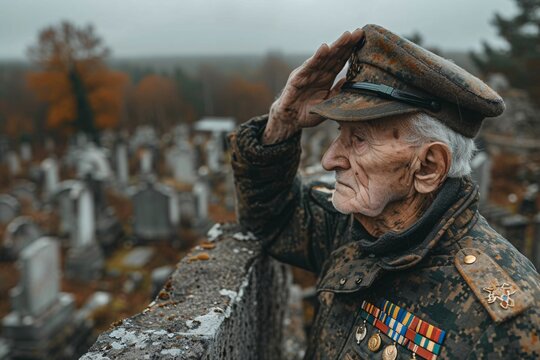 Veteran's Day Tribute A WWII Veteran Salutes the Fallen Generative AI