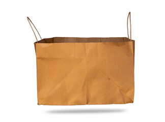 Brown paper bag isolated on white background. Clipping path