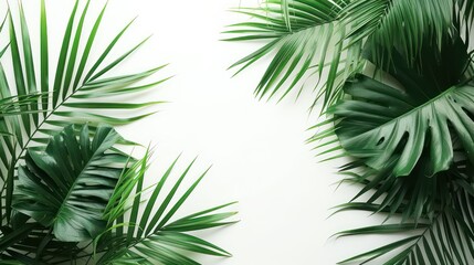 Fototapeta na wymiar palm tree leaves on a white background