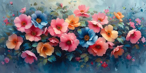 Fototapeta na wymiar Blooming Beauties A Colorful Flower Painting for the Month of May Generative AI