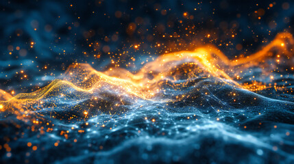 Abstract cosmic background with glowing light and particle textures, representing a dynamic and colorful space or galaxy scene