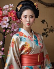 Serenity in Silk: Couture Portrait Infused with Japanese Charm