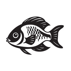 Fish in cartoon, doodle style . Image for t shirt. Isolated 2d vector illustration in logo, icon, sketch style, Eps 10, black and white. AI Generative