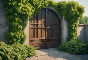 old door with ivy