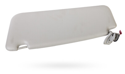 Car visor interior. auto grey sun visor with mirror on white isolated background. Auto service industry. Spare parts catalog.