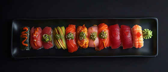 image of a Sushi plate, food restaurant  advertising