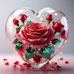 Beautiful 3D render red rose,pink rose painting background style jpg.