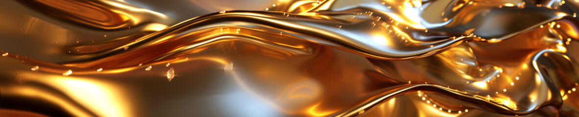 Metallic sheen highlights the peaks and troughs of the golden waves, emphasizing the artwork's...