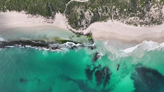 Beautiful Reef Yanchep Lagoon Beach Perth Australia Aerial 4k