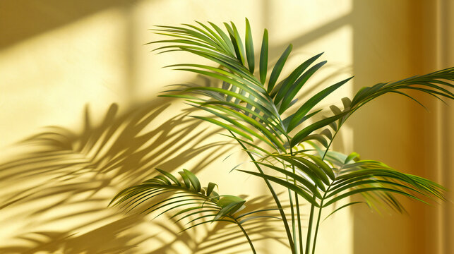 Dense green palm leaves creating a natural and serene background, emphasizing the beauty and tranquility of a lush botanical environment