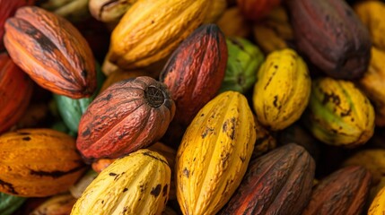Multicolored Cocoa fruit, cocoa plant