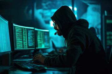 Dangerous hooded hacker breaks into  data servers