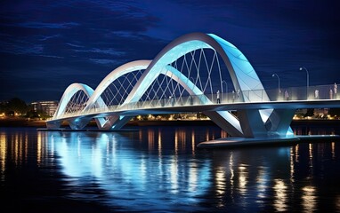 Modern Bridge Across Moonlit River