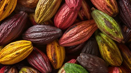 Deurstickers Multicolored Cocoa fruit, cocoa plant © mirifadapt