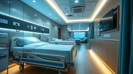 Interior of hospital bed
