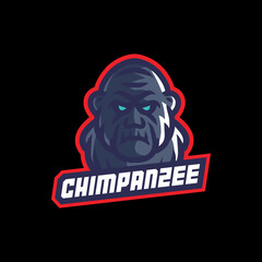 Chimpanzee Gaming E Sport Logo Vector Illustration