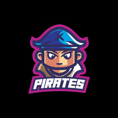 pirates mascot logo design with modern illustration concept style for badge, emblem and t shirt printing. smart pirates illustration