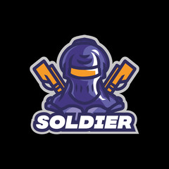 Soldier mascot for sports and esports logo