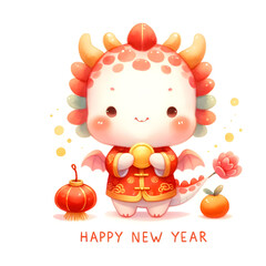 Charming Dragon Cub Wishing Happy New Year