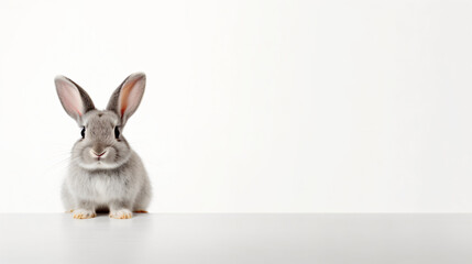 Fototapeta na wymiar Cute little white Easter bunny