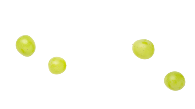 Flat lay of green grape on white background
