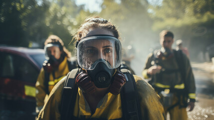 A group participating in a community disaster drill.