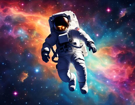 Astronaut Adrift in Cosmic Nebula