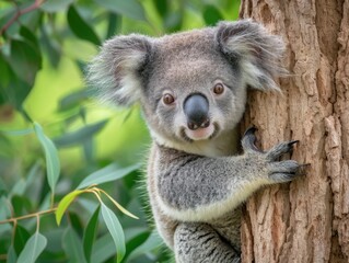 Obraz premium A cute koala perched in a eucalyptus tree