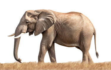 Fototapeta premium portrait of adult elephant looking forward isolated on transparent background, generative ai