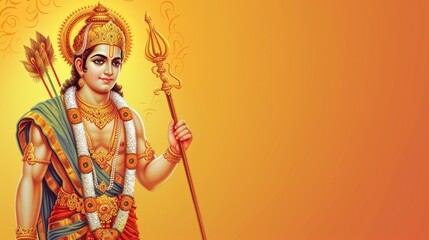 divine celebration: honoring Ram Navami, a sacred Hindu festival commemorating the birth of Lord Rama, with devout worship, spiritual rituals, and vibrant cultural festivities steeped in tradition - obrazy, fototapety, plakaty