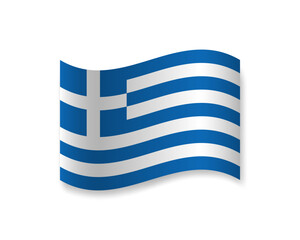 Flag of Greece flat icon. Wavy vector element with shadow. Best for mobile apps, UI and web design.