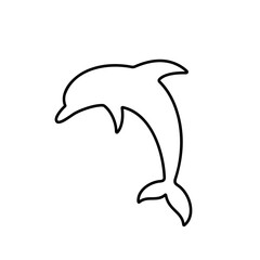 Dolphin black icon. Line drawing on white background. Best for seamless patterns, print, apps, logo and web design.