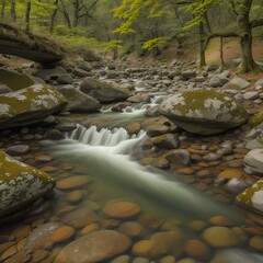 A beautiful nature view and a small river .