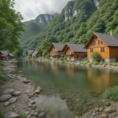 A beautiful nature view and a small river .
