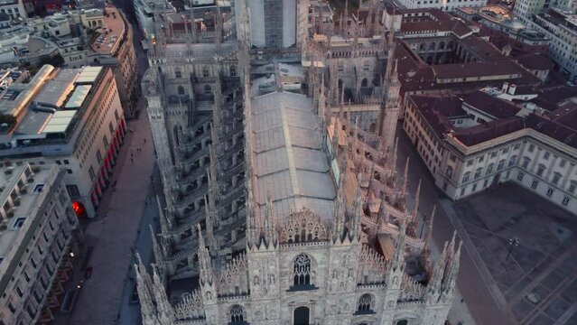 Duomo Cathedral Milan Sunrise Aerial View
