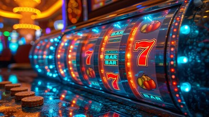 Bar 7 Slot Machine A Glimpse into the World of Gambling Generative AI - obrazy, fototapety, plakaty
