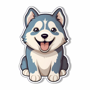 Cute siberian husky sticker dog