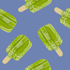 illustration seamless pattern summer kiwi icecream