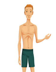 Fototapeta premium Weak man. Vector flat cartoon illustration