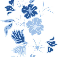 Fototapeta na wymiar seamless border of wild flowers and plants on a white background, watercolor illustration. 