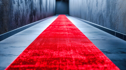 Luxurious red carpet entrance, symbolizing prestige and exclusivity, typically associated with...