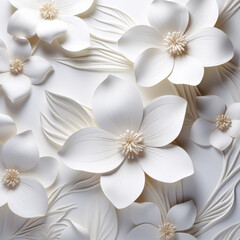 Floral Elegance: White Botanical Design - made with Generative AI 