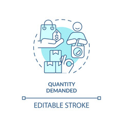 Quantity demanded soft blue concept icon. Amount of products. Consumers buying. Round shape line illustration. Abstract idea. Graphic design. Easy to use in brochure marketing